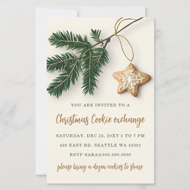 Budget Cookie Exchange Christmas Party Invitation (Vorderseite)