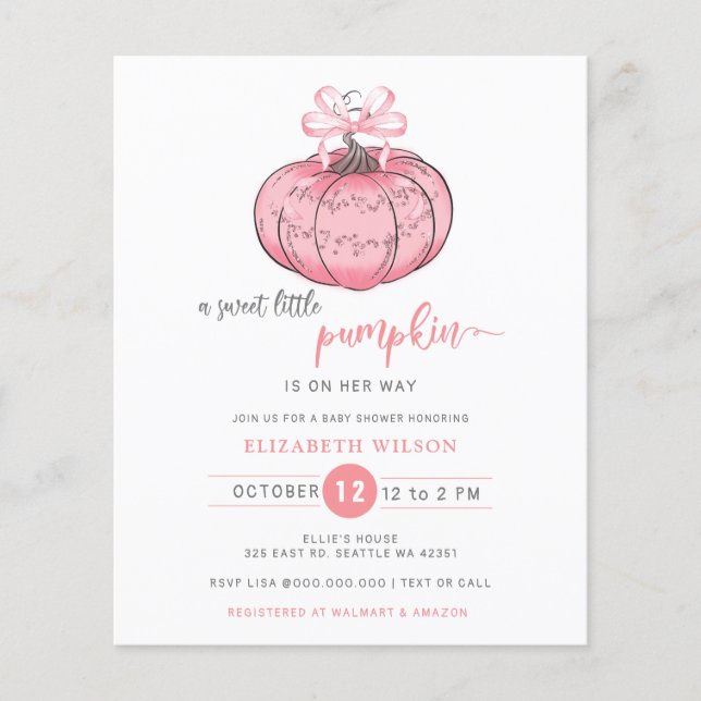 Budget Coquette Pumpkin Pink Bow Girl Babydusche (Vorderseite)