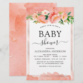 Budget Coral Peach Baby Dusche Pastel Einladung