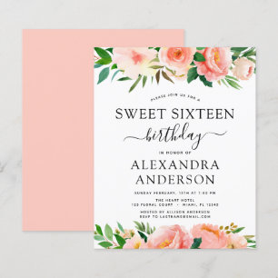 Budget Coral Peach Floral 16 . Geburtstag