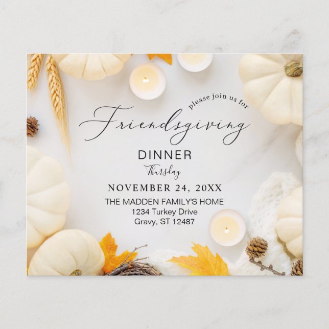 Budget Cosy Friendsgiving Pumpkin Dinner Flyer (Vorne)