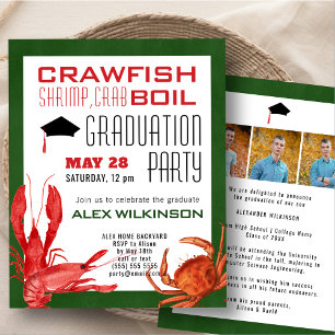 BUDGET Crawfish Boil 3 Foto GRAD Party Einladung Flyer