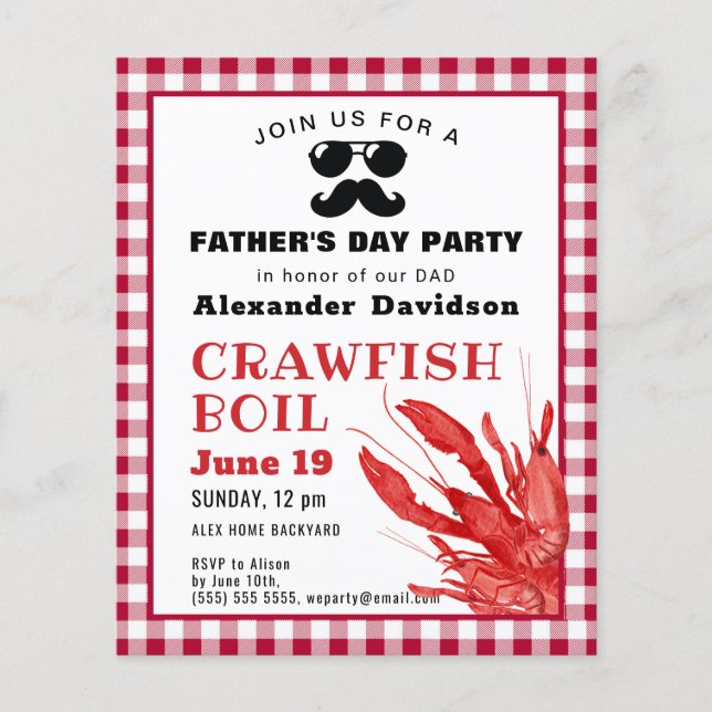 BUDGET Crawfish Boil Vatertag Party Einladung (Vorderseite)