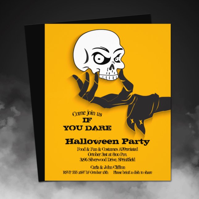 Budget Creepy Skull Halloween Einladung Flyer (Printed on affordable THIN 80 lb flyer paper - heavier paper available in our collection.)