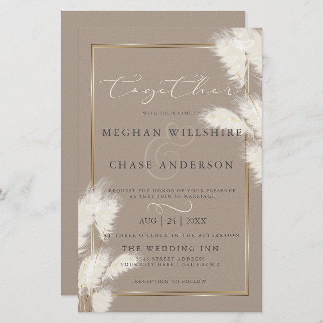 Budget Custom Abby1 Elegante Elfenbeinpampas Grass (Vorne/Hinten)