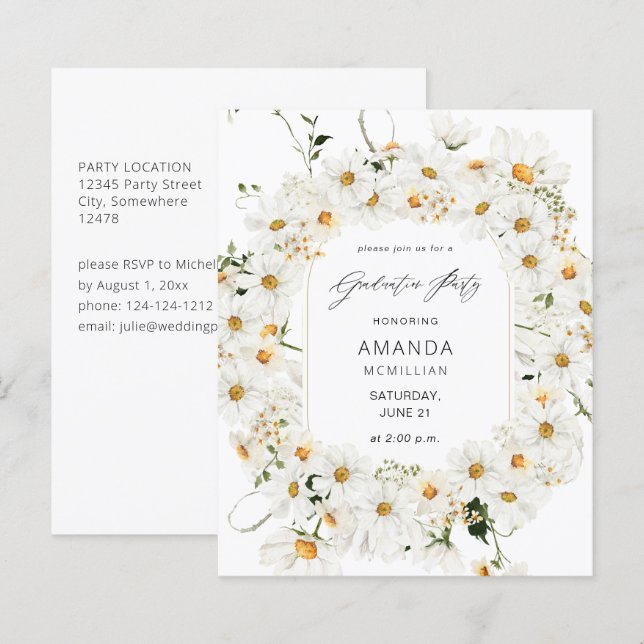Budget Daisy White Floral Graduation Party (Vorne/Hinten)