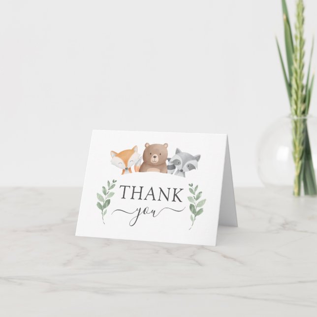 Budget Danke Baby Duwer Woodland Greenery Karte (Vorderseite)