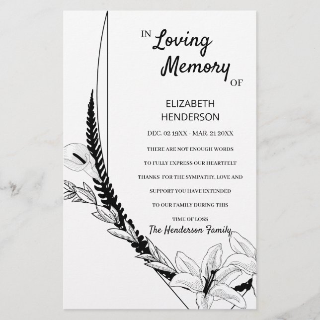 Budget Danke Karte im Gedächtnis des Beileids. (Vorne)