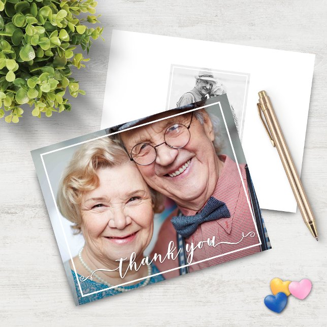 Budget Danke Typografy Anniversary Foto (Budget Thank You Typography Anniversary Photo Thank You Card)