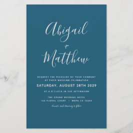 Budget Dark Aquamarin Foto Einfache Hochzeitseinla Flyer
