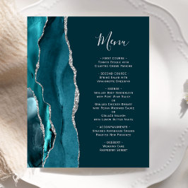Budget Dark Aquamarin Silver Agate Wedding Menu