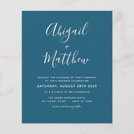 Budget Dark Aquamarin Simple Wedding Einladung Fly Flyer
