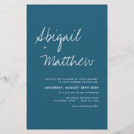 Budget Dark Aquamarine Minimalistische Hochzeitsei Flyer
