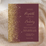 Budget Dark Burgundy Gold Glitzer Hochzeit Einladu<br><div class="desc">Die links Kulisse dieser modernen Hochzeitseinladung besticht durch einen vergoldeten Glitzer mit Imitaten. Der anpassbare Text kombiniert goldfarbene Handschrift,  Copperplate und kursiv Schriftart auf dunkelburgundigem Hintergrund. Auf der Rückseite ist ein passendes dunkles Bordeaux- und Golddesign.</div>