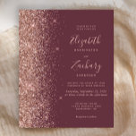 Budget Dark Burgundy Rose Gold Wedding Einladung<br><div class="desc">Die links Kulisse dieser eleganten,  modernen Hochzeitseinladung besticht durch eine Rose Gold Imitat Glitzer-Grenze. Der anpassbare Text kombiniert eine handgeschriebene Handschrift mit blasser Rose in goldfarbenem Farbton,  Kupferplatte und kursiven Schriftart auf dunkelbordeauxfarbenem Hintergrund. Auf der Rückseite ist ein passendes Bordeaux- und Rose-Gold-Design.</div>