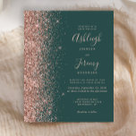 Budget Dark Green Rose Gold Wedding Einladung<br><div class="desc">The left-hand edge of this elegant modern wedding einladung feys hat rosa Gold Falsch Glitter border. The customizable text combines pale rose gold blush colored handwriting,  copperplate and italic fonts on dark green background. The Reverse side Feature a matching dark green and rose gold design.</div>