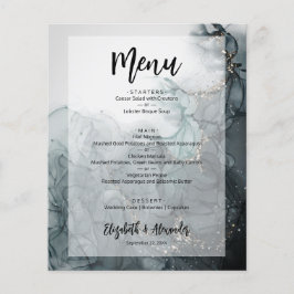 Budget Dark Marble Wedding Menu Flyer