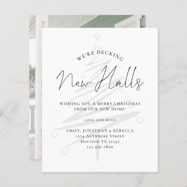 Budget Decke neue Hallen Tree Tint Weihnachtskarte (Vorne/Hinten)