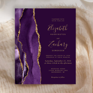 Budget Deep Purple Gold Achat Hochzeits-Einladung