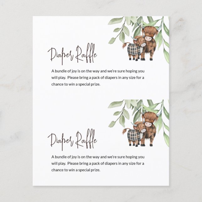 Budget Diaper Raffle Kuh Grüne Karte Center Cut (Vorderseite)