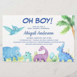 BUDGET Dino Baby Shower Einladung Oh Junge