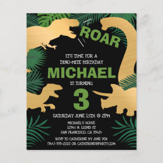 Budget Dinosaur Kinder Dino Trex Geburtstagseinlad Flyer