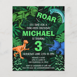 Budget Dinosaur Kindergeburtstag Jurassic Einladun