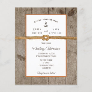 Budget Dockside Rope Rustic Hochzeit Einladung