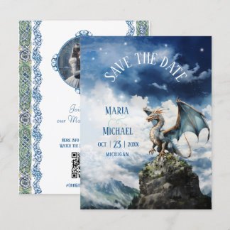 Budget Dragon Wedding Save the Date Postcard Postkarte