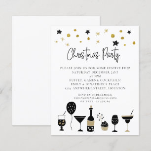Budget Drinks Gold Black Christmas Party Einladung