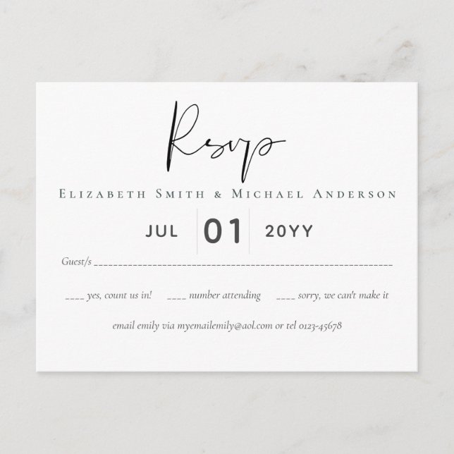Budget du menu RSVP de script blanc clair clair (Devant)
