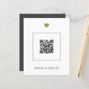 Budget Dunkelgrau QR Code Hochzeit Einladung