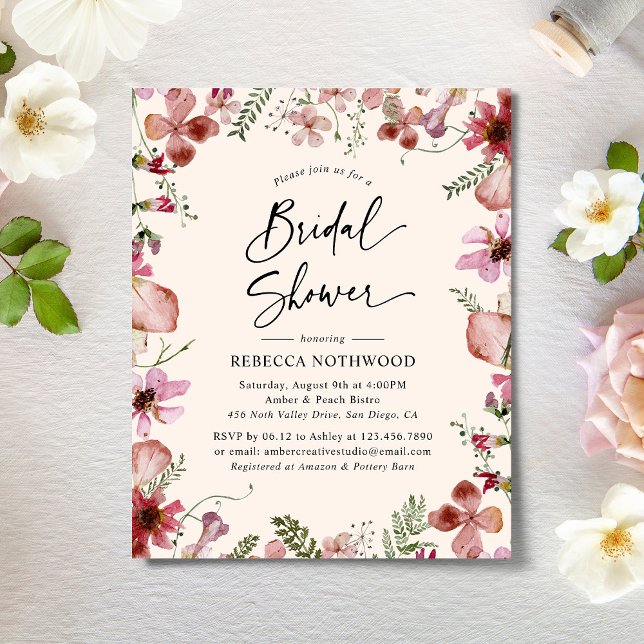 Budget Dusky Pink Flora Bridal Dusche Einladung (Von Creator hochgeladen)