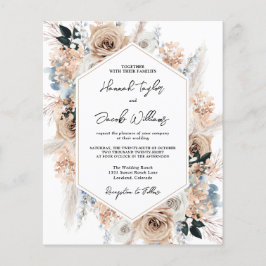 Budget Dusty Blue Beige Blumenzwiebeln Einladung