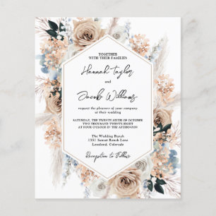 Budget Dusty Blue Beige Blumenzwiebeln Einladung