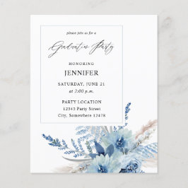 Budget Dusty Blue Boho Blumenstudium Party Flyer