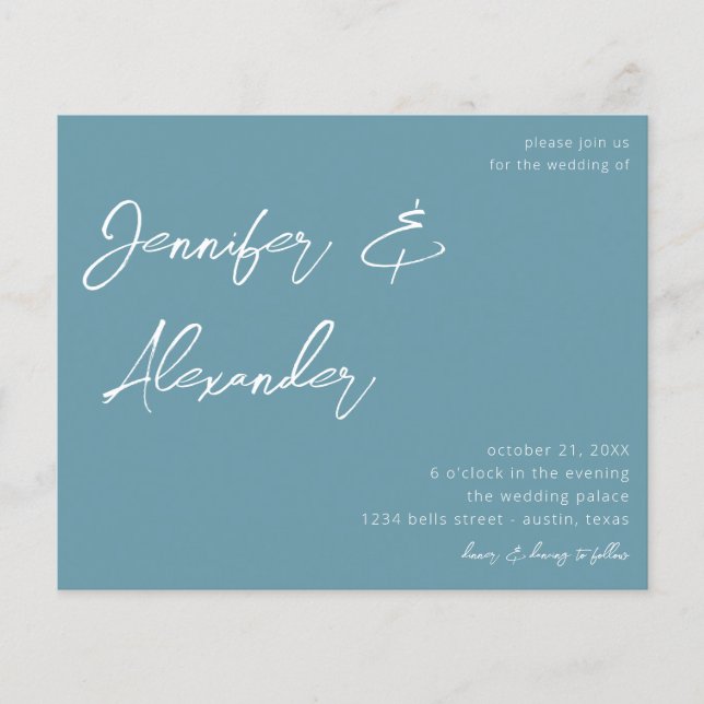 Budget Dusty Blue Calligraphy Foto Wedding V2 Flyer (Vorne)