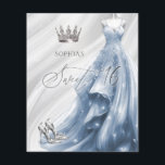 Budget Dusty Blue Dress Sweet 16 Einladung<br><div class="desc">Budget Silver Dusty Blue Sparkle Dress Princess Sweet 16 Einladung</div>