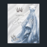 Budget Dusty Blue Dress Sweet 16 Einladung<br><div class="desc">Budget Silver Dusty Blue Sparkle Dress Princess Sweet 16 Einladung</div>