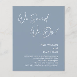 Budget Dusty Blue Elopement Ankündigung