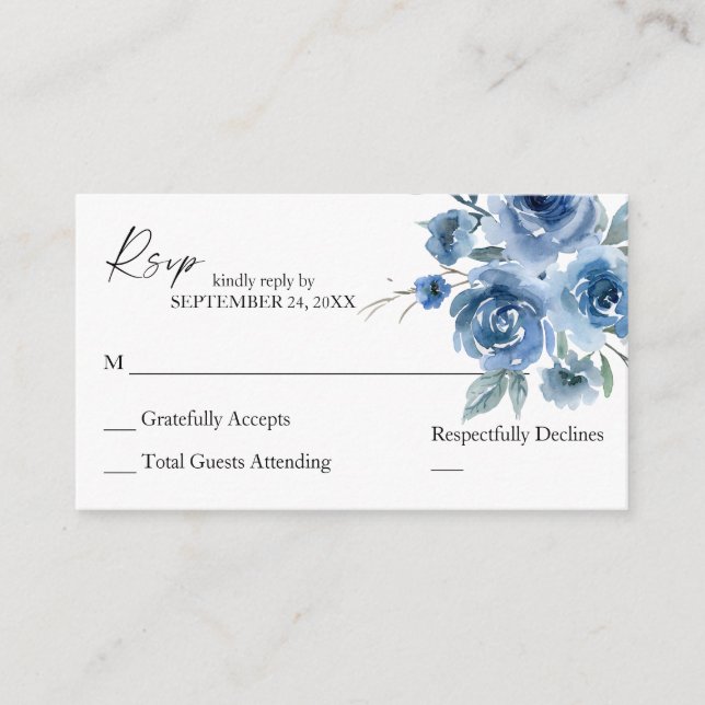 Budget Dusty Blue Floral 2SM No Meal UAWG Begleitkarte (Vorderseite)