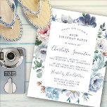 Budget Dusty Blue Floral 60. Geburtstag Einladung<br><div class="desc">Dusty blaue Rose und Wildblumen schmücken eine hübsche Geburtstagseinladung. Moderne Kalligraphie ergänzt den Boho Vibe.</div>