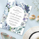 Budget Dusty Blue Floral 60. Geburtstag Einladung<br><div class="desc">Dusty blaue Pfingstlinge,  Rose und Wildblumen bilden einen sehr hübschen Blumenrahmen um Ihre Geburtstagsfeierdetails.</div>