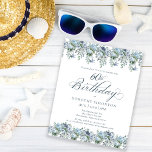 Budget Dusty Blue Floral 60. Geburtstag Einladung<br><div class="desc">Die blauen Blumen schaffen auf dieser eleganten Geburtstagseinladung Top- und Untergrenzen. Die klassische Skriptkalligrafie fügt eine wunderschöne Touch hinzu. Dieser Artikel ist Party der Blumensammlung von Dusty Blue.</div>