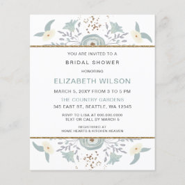 Budget Dusty Blue Floral Bridal Dusche Einladung