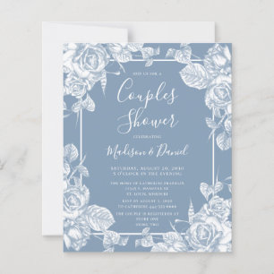 Budget Dusty Blue Floral Couples Dusche