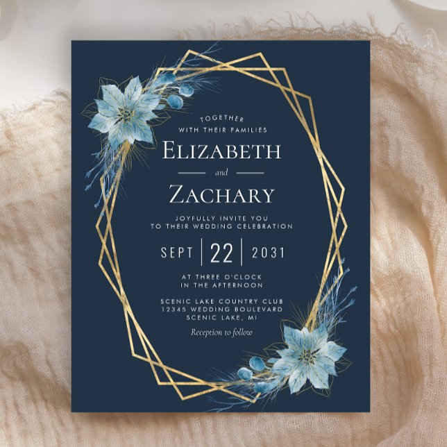 Budget Dusty Blue Floral Navy Winter Hochzeit (Von Creator hochgeladen)