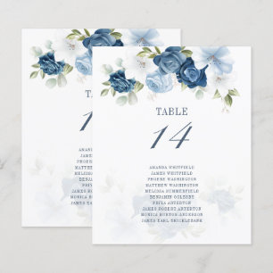Budget Dusty Blue Floral Tischnummer und Sitzplätz