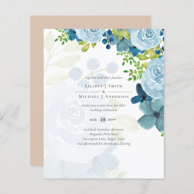 Budget Dusty Blue Floral Wedding (Vorne/Hinten)