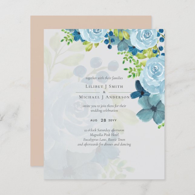 Budget Dusty Blue Floral Wedding (Vorne/Hinten)